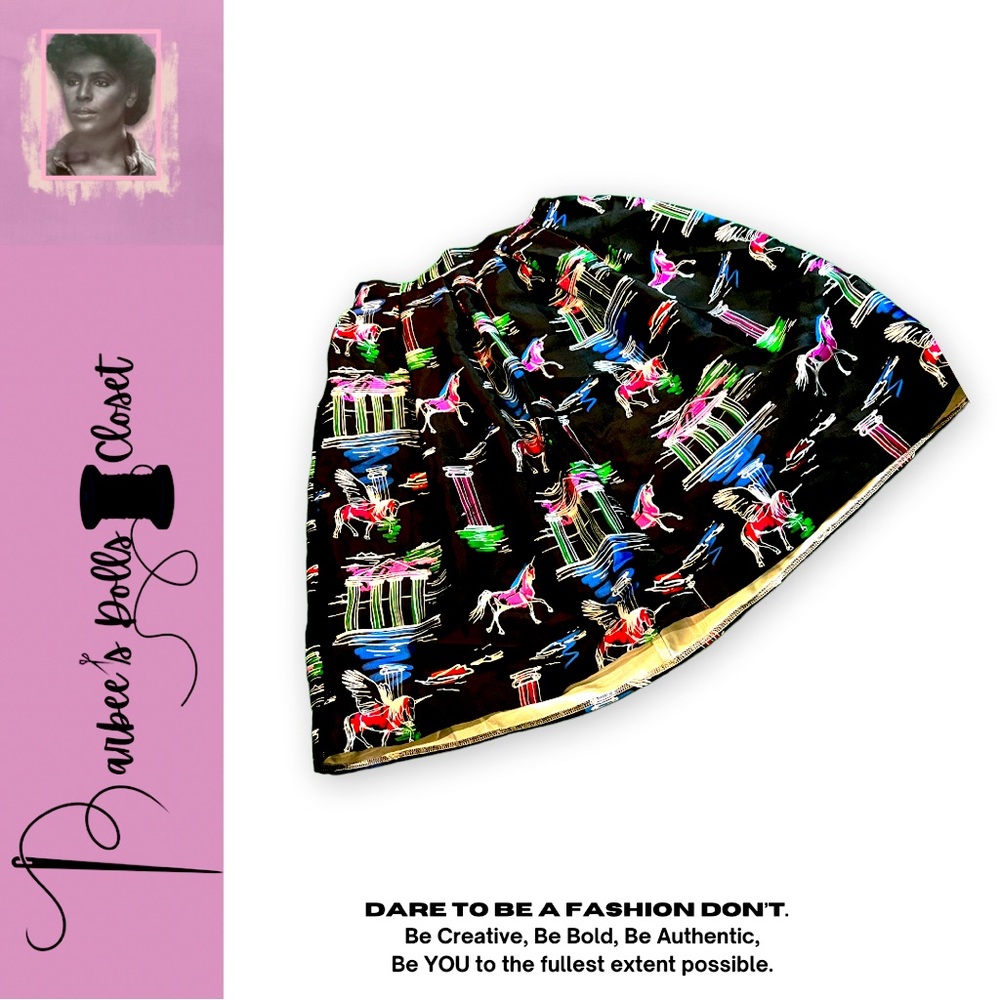 “Unicorn Paradise” a-lined full mid length skirt. Size large